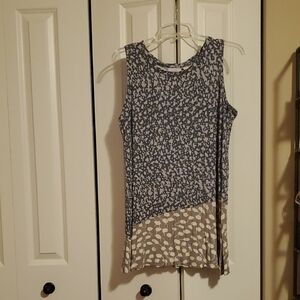 LOGO by Lori Goldstein Asymmetrical Gray and Black Tank Top